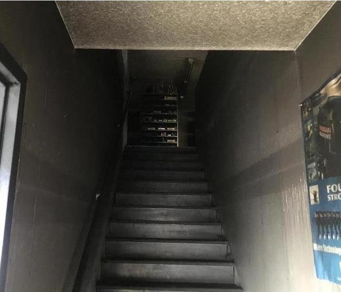 Soot damaged stairs