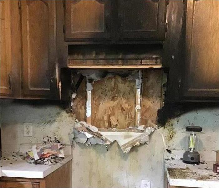 Kitchen cabinet burned
